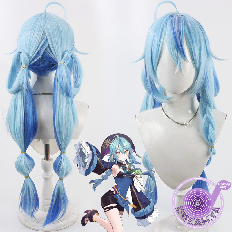 Synthetic Wigs - Yukihana Lamy Cosplay Peruk Vtuber Mavi