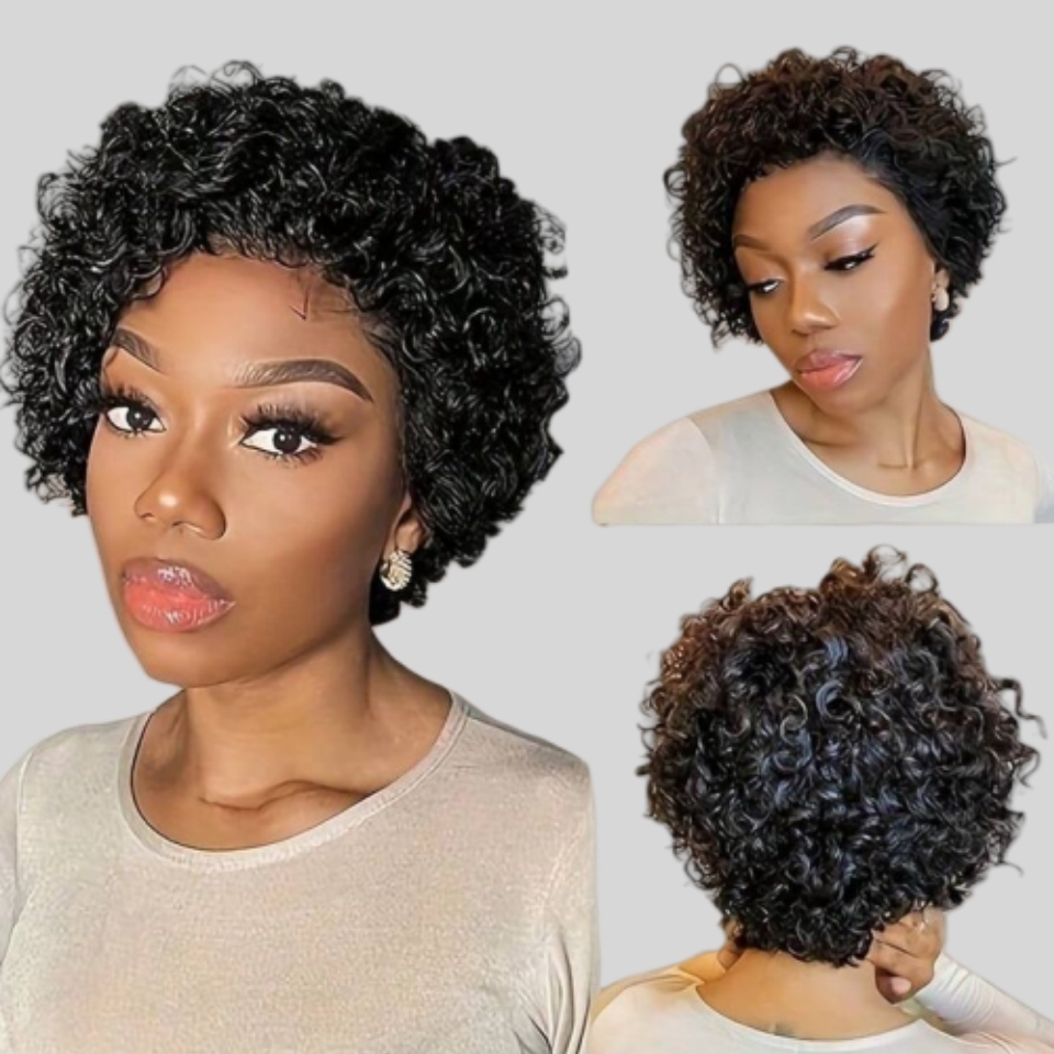 Short Pixie Cut Wig Human Hair Cheap - Kıvırcık Peri Kesim Peruk Dantel İnsan