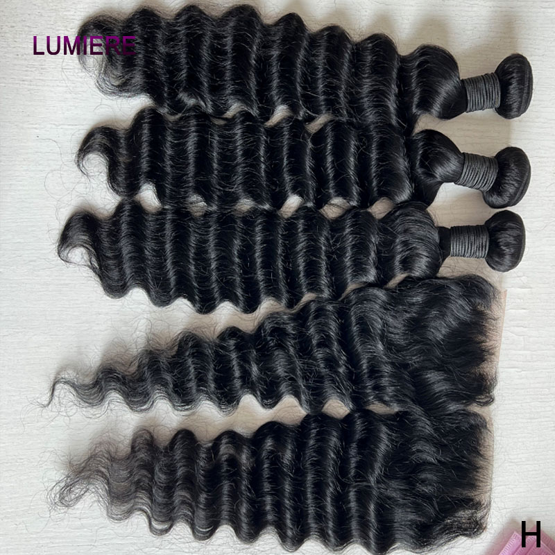 Deep Wave 3 Bundles With Closure - En Kaliteli Açık Derin Dalga Saç