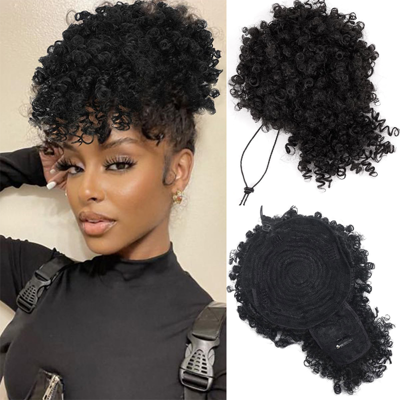 Drawstring Afro Curly Puff Ponytail - Afro Puf Kinky Kıvırcık Saç Kabarık