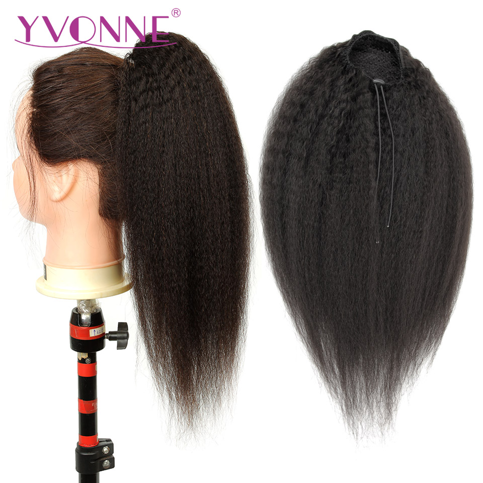 Seamless Clip In Hair Extensions Human Hair - [Yvonne] Kinky düz İpli at kuyruğu
