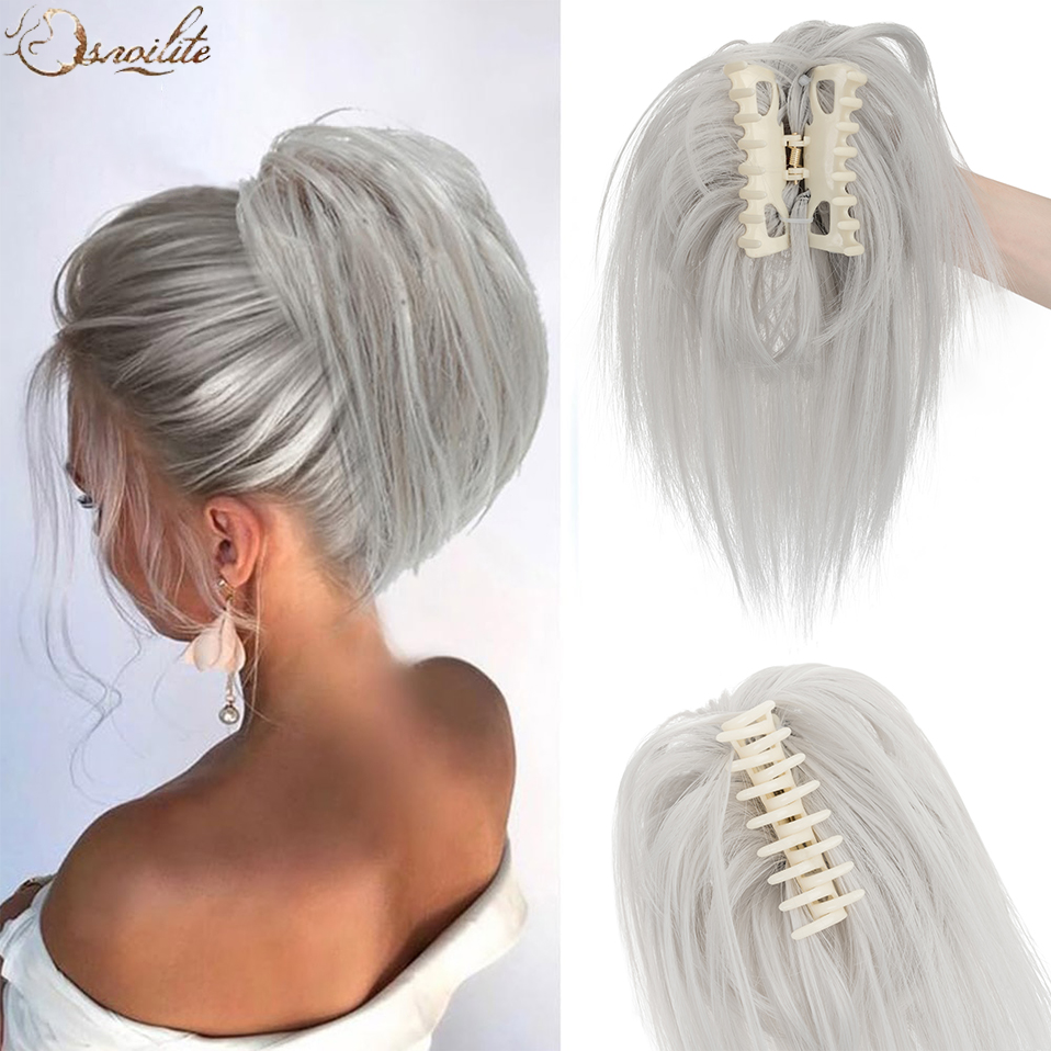 Claw Clip Messy Bun Hair Piece - Snoilite Sentetik Düz Pençe Klip Chignon