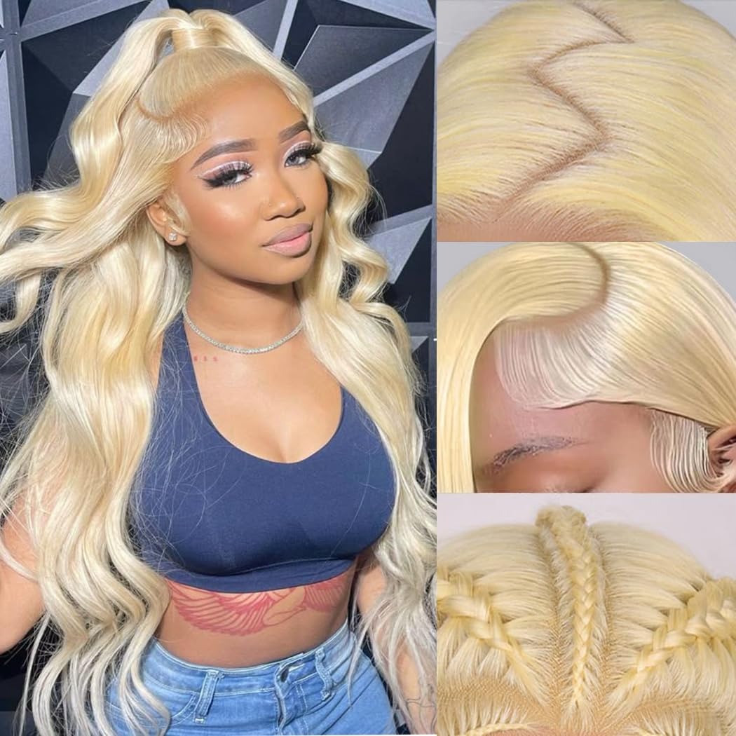 613 Blonde Body Wave Lace Front Wig - 613 HD Dantel Ön Peruk %200