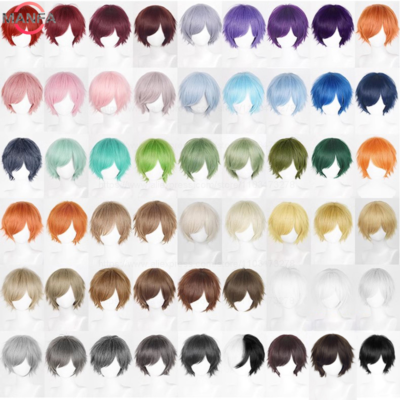 Synthetic Braided Wigs For Black Women - Anime 30cm kısa düz Cosplay peruk
