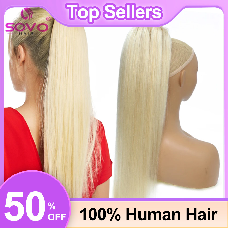 Seamless Clip In Hair Extensions Human Hair - SOVO İpli At Kuyruğu İnsan Saç