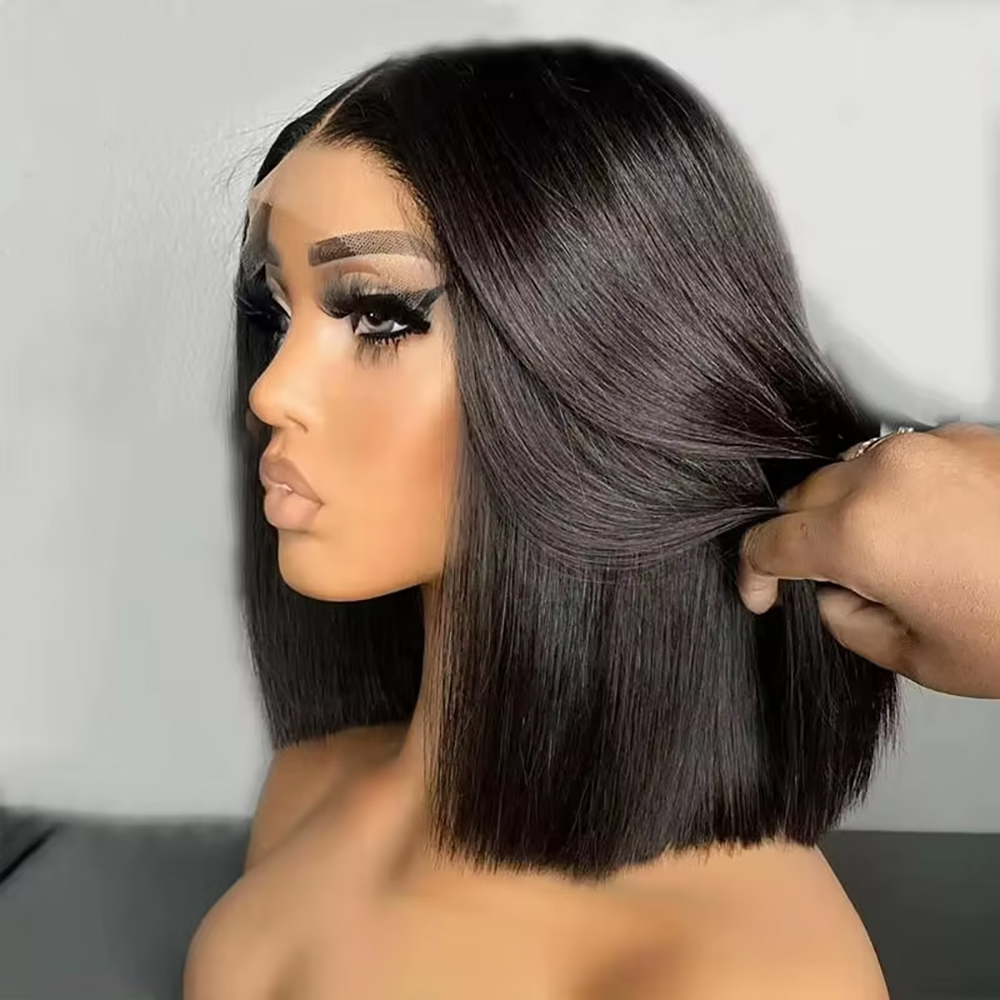 Pre Parted 13X4 Lace Front Bob Wig - Brezilya Düz Bob 13x4 Dantel Ön