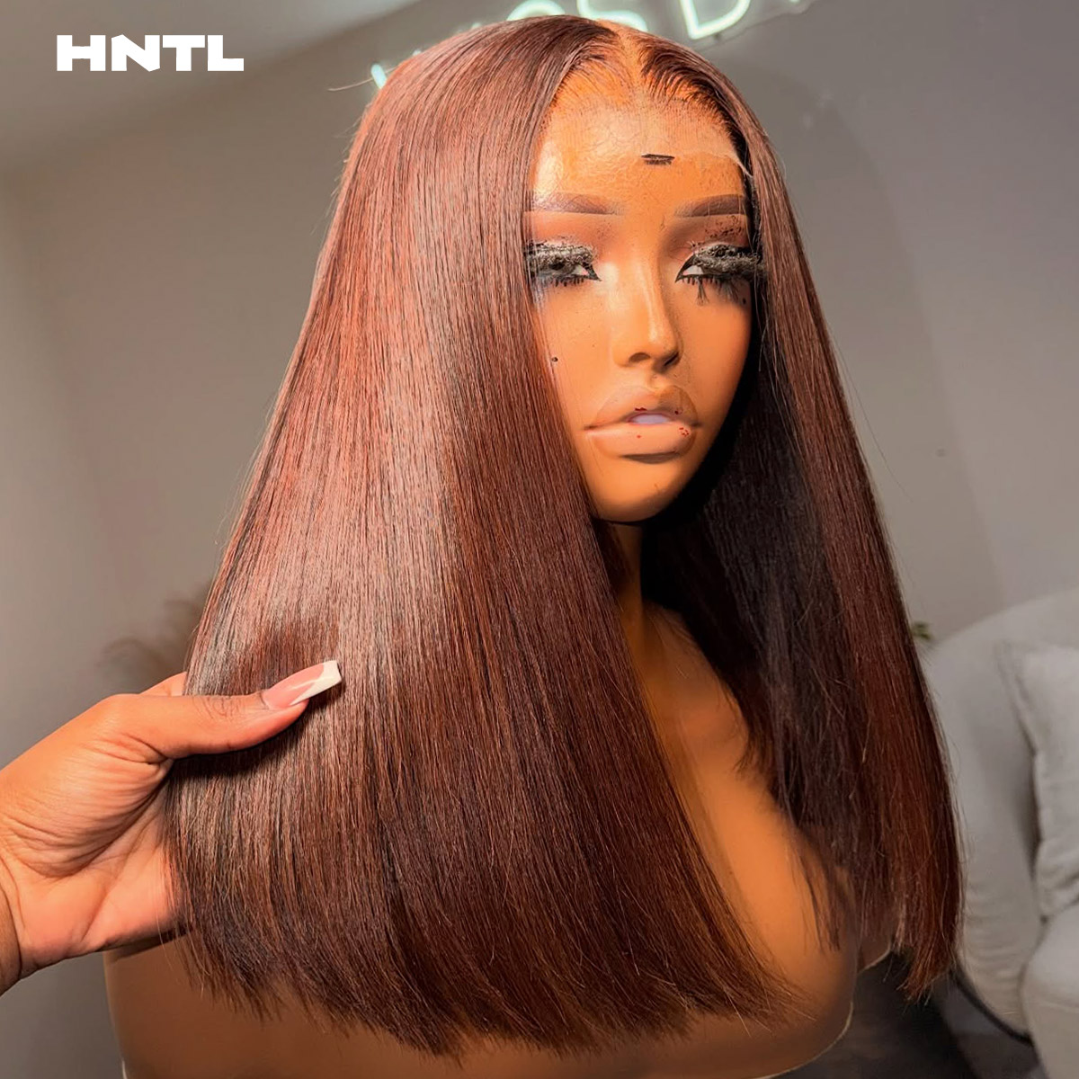 Pre Parted 13X4 Lace Front Bob Wig - Yapıştırıcısız Tak ve Çık Kahverengi Bob