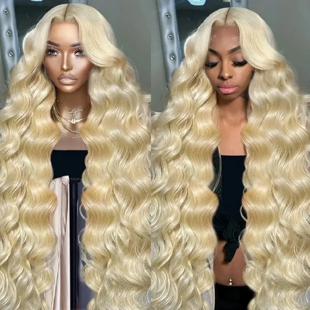 Lace Front Wigs - 46 İnç HD Sarı 13x4 Dantel