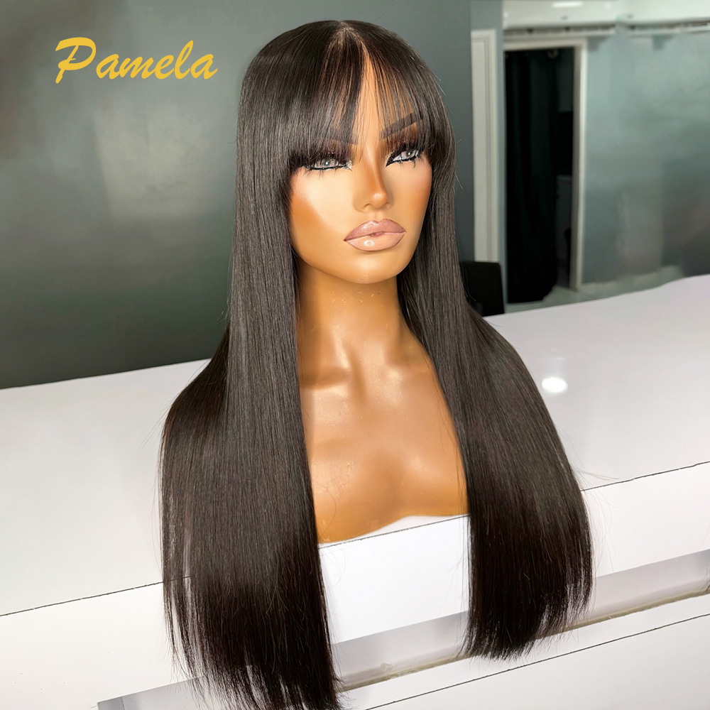Lace Front Wigs - Brezilya Önceden Kesilmiş Düz Saçlı, Kaküllü