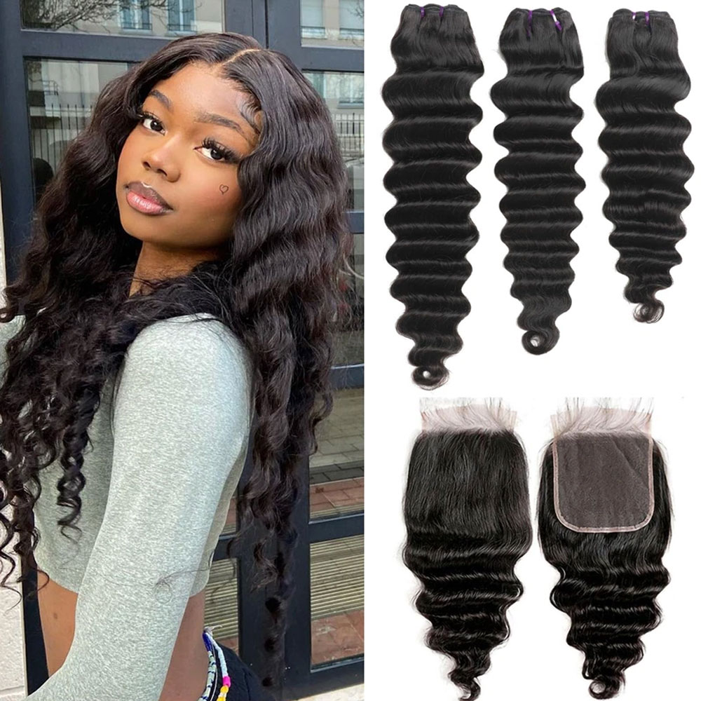 Gevşek Derin Dalgalı Saç Demet - Deep Wave 3 Bundles With Closure incelemesi ve fiyatı