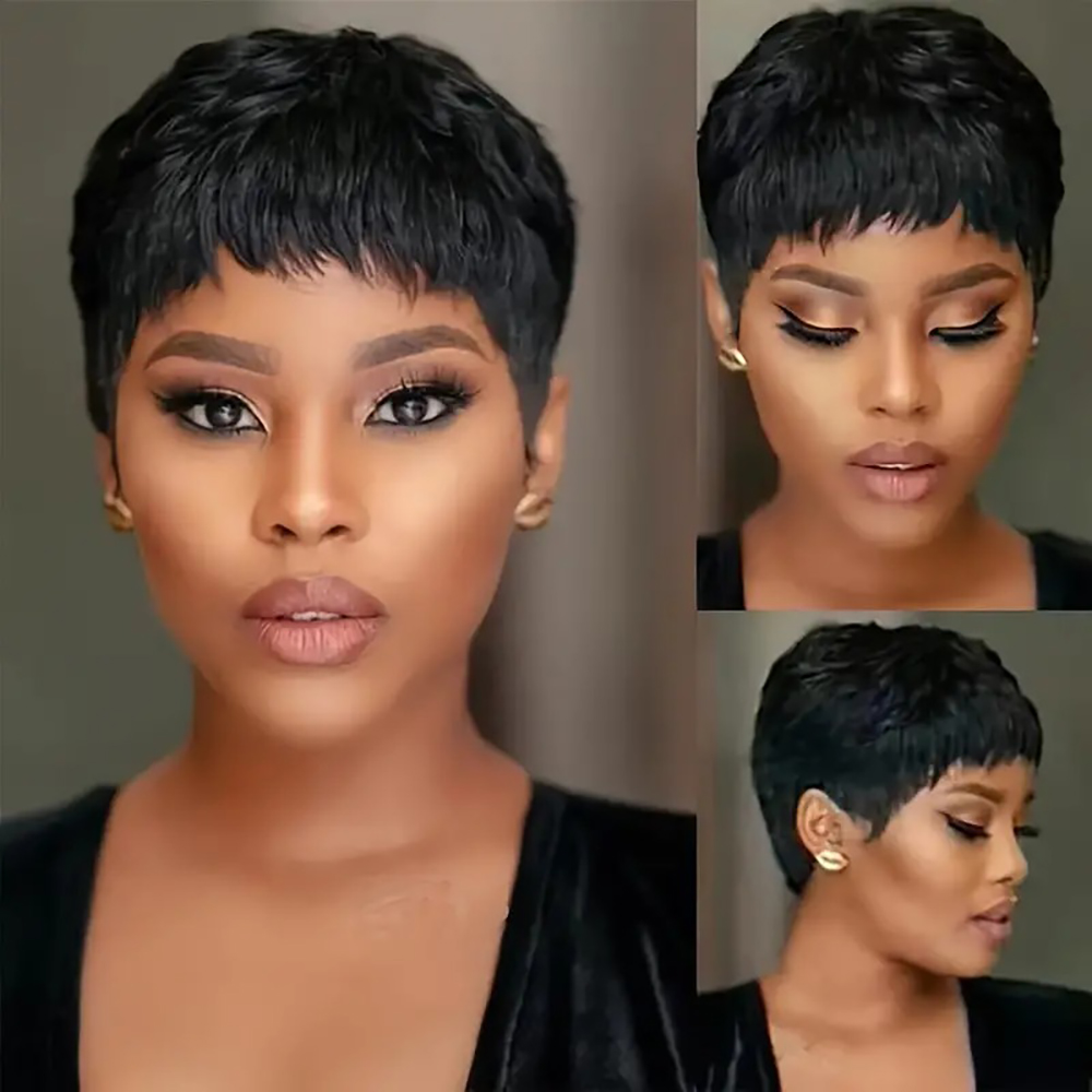 Kısa Düz İnsan Saç Peruk Doğal - Short Pixie Cut Wig Human Hair Cheap incelemesi ve fiyatı