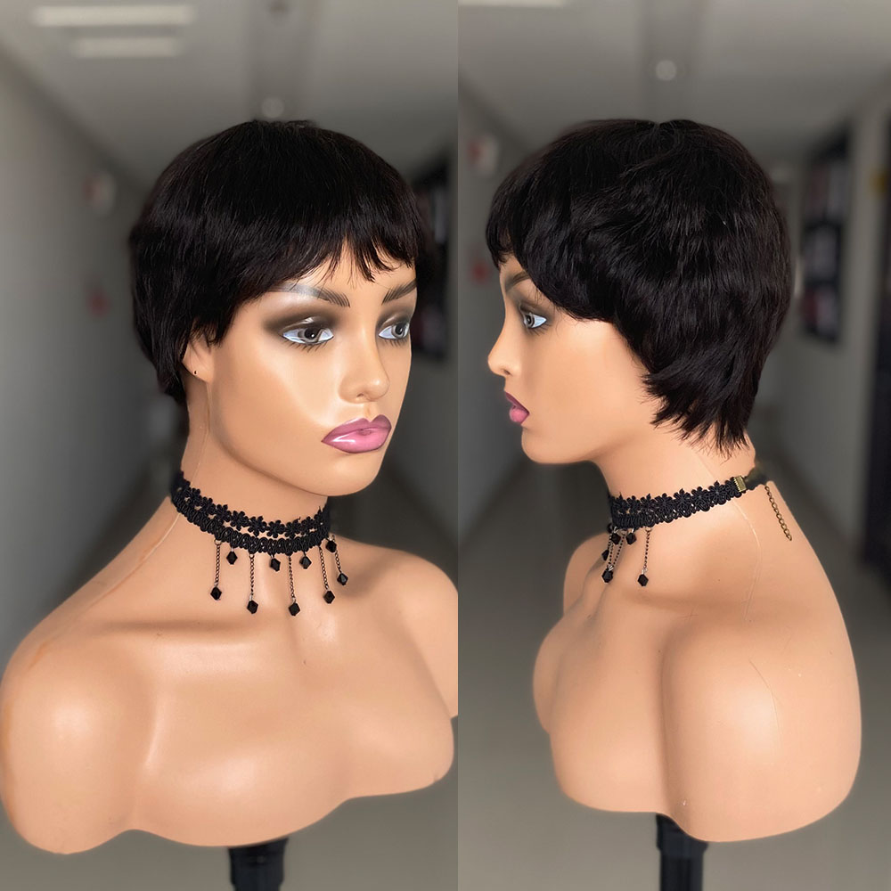 Kısa Düz İnsan Saç Peruk Doğal - Short Pixie Cut Wig Human Hair Cheap incelemesi ve fiyatı