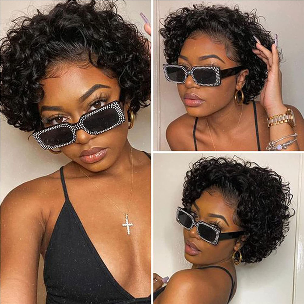 Kısa Peri Kesim Peruk Kıvırcık - Short Pixie Cut Wig Human Hair Cheap incelemesi ve fiyatı