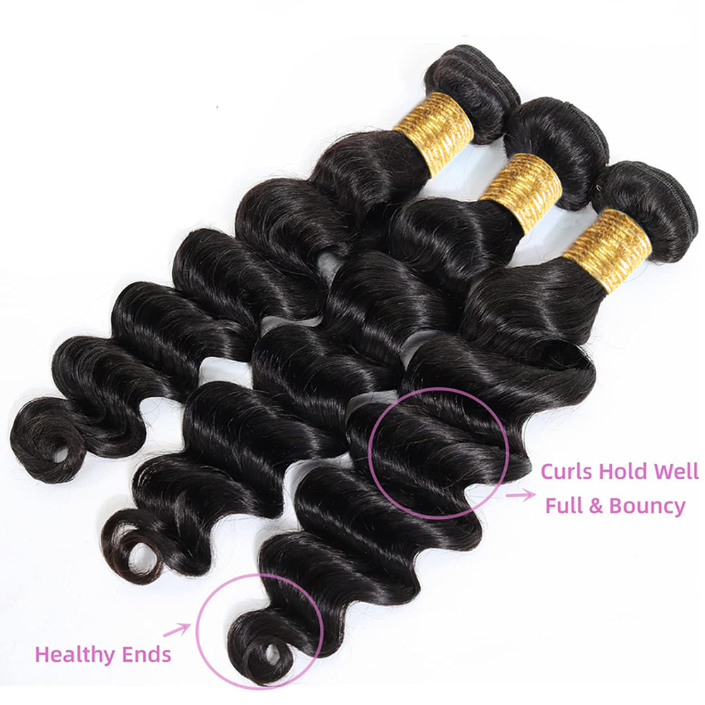 Gevşek Dalga İnsan Saç Demetle - Deep Wave 3 Bundles With Closure incelemesi ve fiyatı