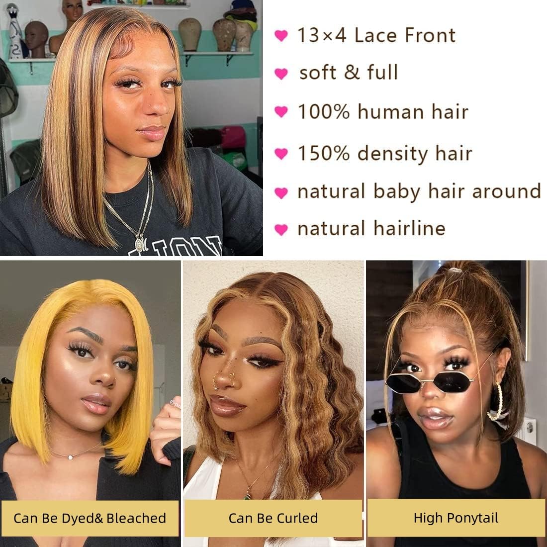 Bob Peruk Gerçek Saç 13x4 HD D - Pre Parted 13X4 Lace Front Bob Wig incelemesi ve fiyatı