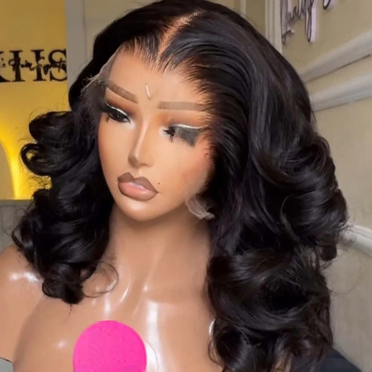 Siyah Peruk Kısa Bob Dalgalı D - Pre Parted 13X4 Lace Front Bob Wig incelemesi ve fiyatı