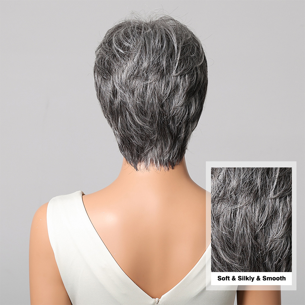 Kısa Peri Kesim Gri İnsan Saç  - Short Pixie Cut Wig Human Hair Cheap incelemesi ve fiyatı