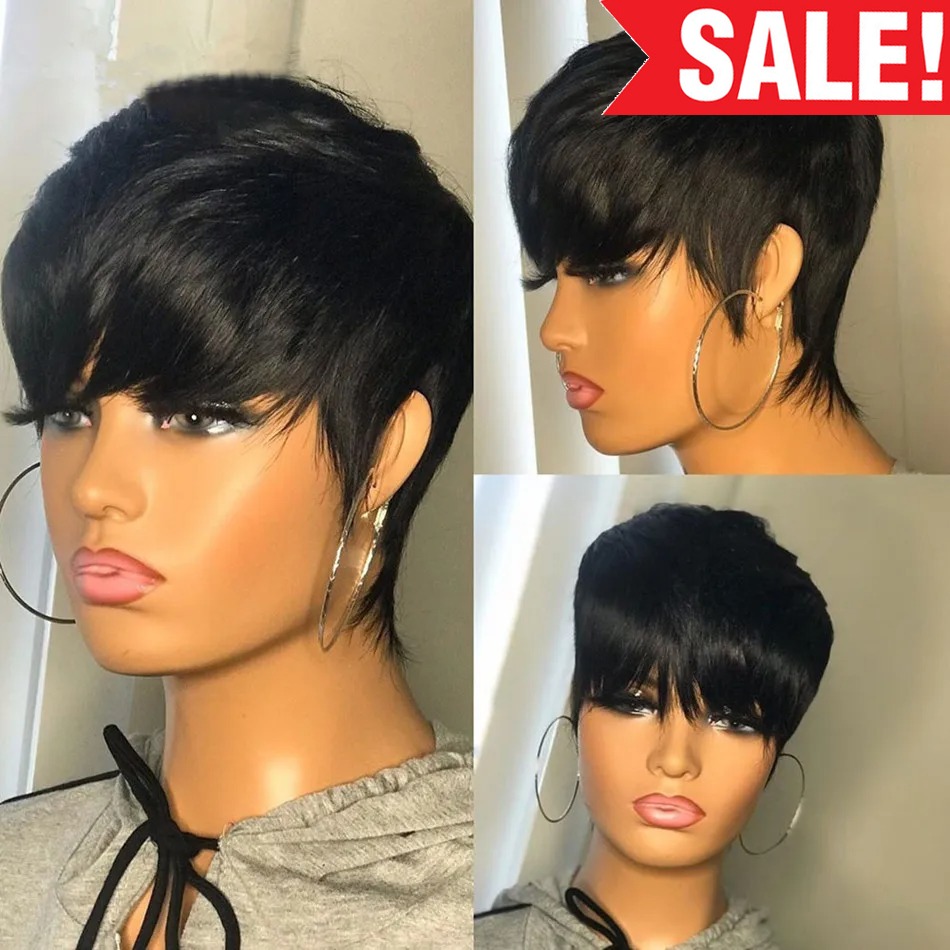 Kısa İnsan Saçı Peruklar Pixie - Short Pixie Cut Wig Human Hair Cheap incelemesi ve fiyatı