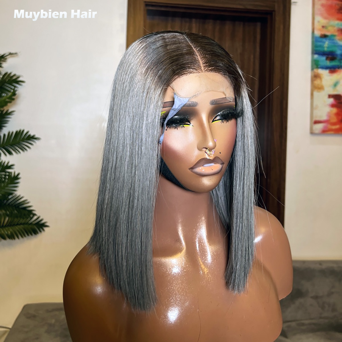 Süper Çift Taraflı Düz Gri, Ko - Glueless Wear And Go Human Hair Wig incelemesi ve fiyatı