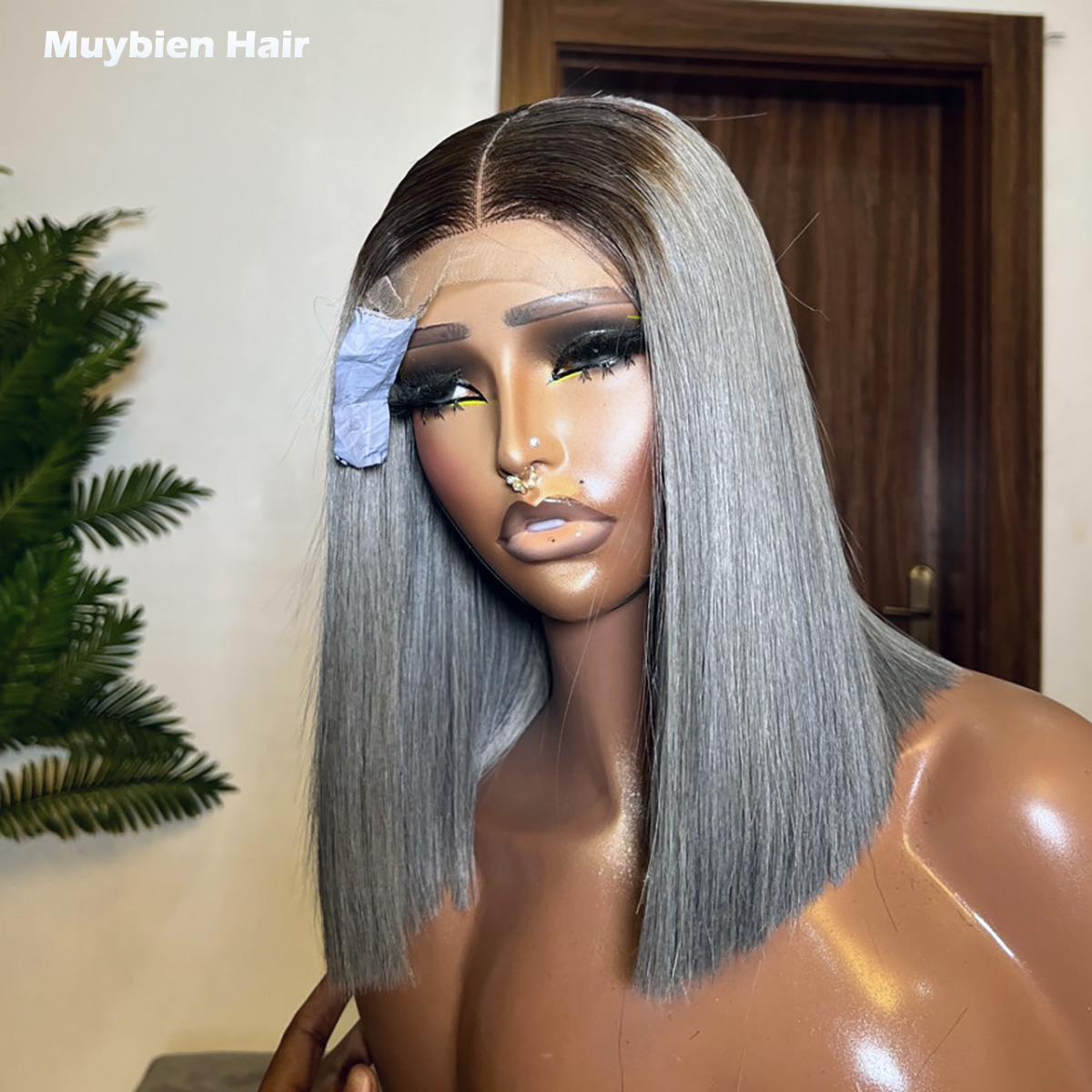 Süper Çift Taraflı Düz Gri, Ko - Glueless Wear And Go Human Hair Wig incelemesi ve fiyatı